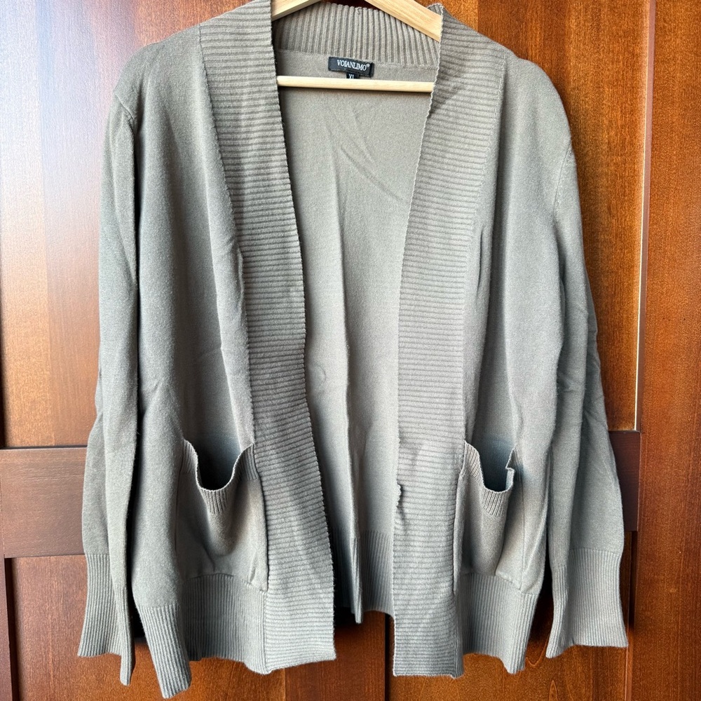Women’s Olive Green Open Front Cardigan Size XL